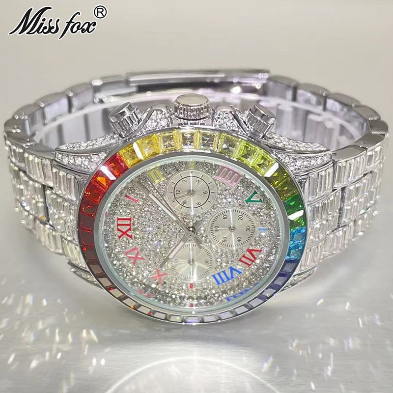 Smartwatch Watches For Men Brands - MISSFOX Luxury Iced Watch For Men