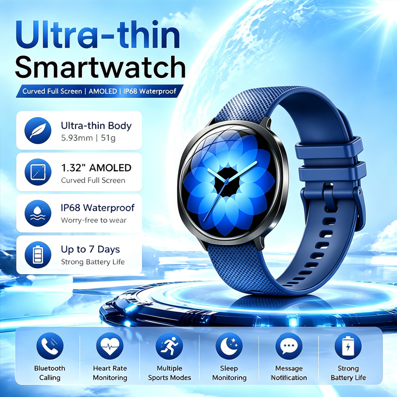 Smartwatch Health Watches For Women - New M301 Smart Watch Round AMOLED