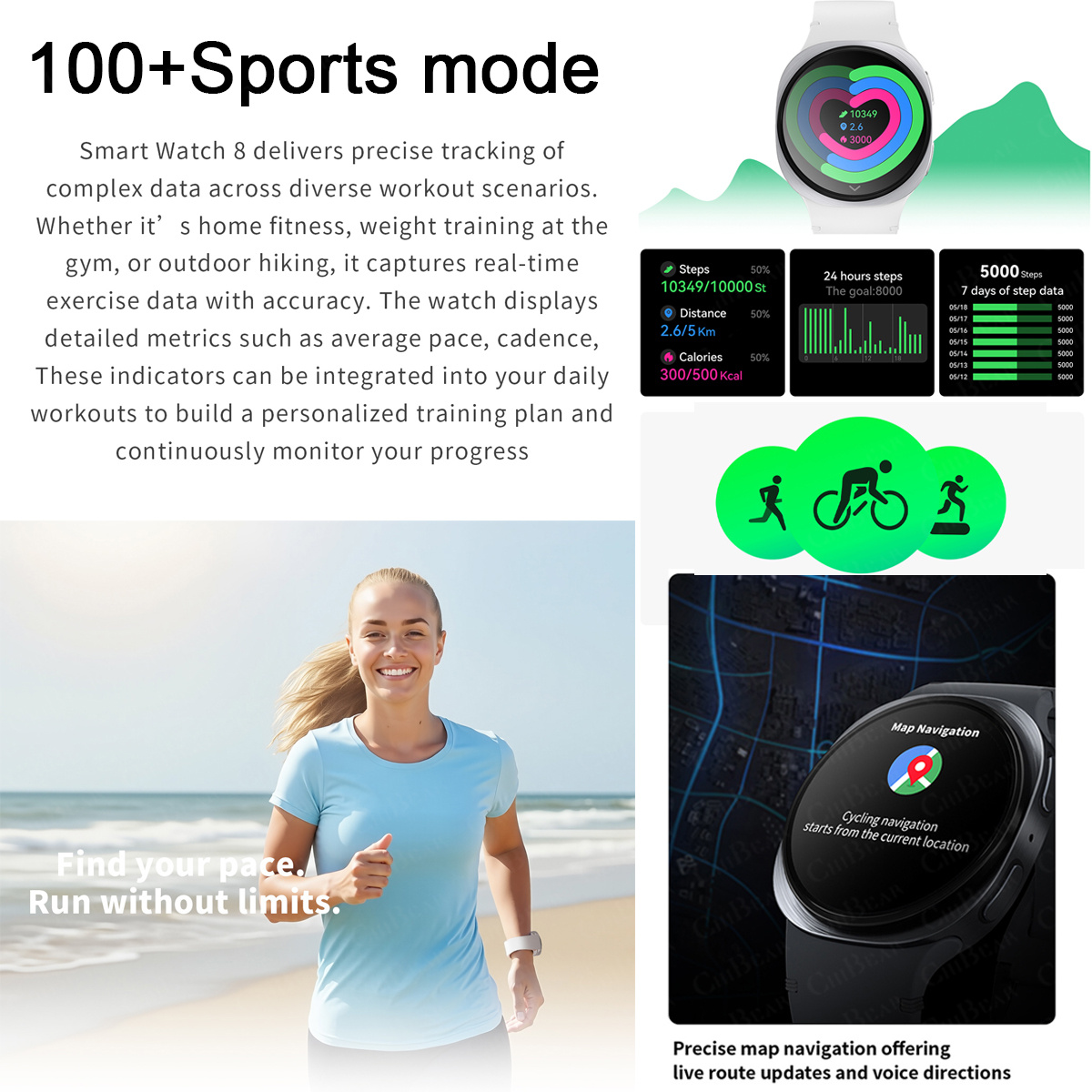 2026 New Watches 8 Mini GPS Tr - Smartwatch Health Watches For Women 评论和价格