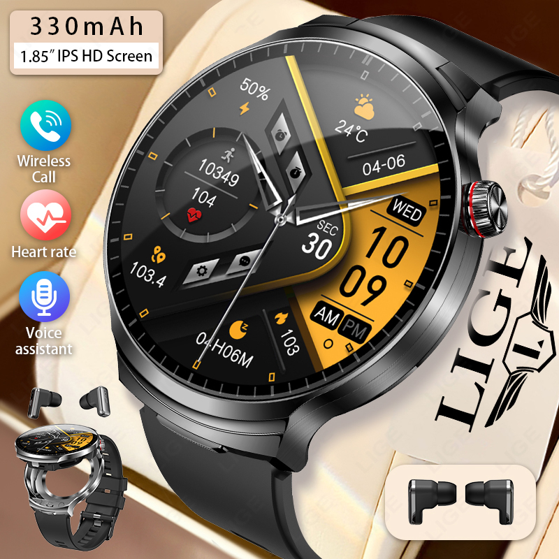 LIGE 2026 New TWS 2 in 1 Heads - Smartwatch Noise Watches 评论和价格
