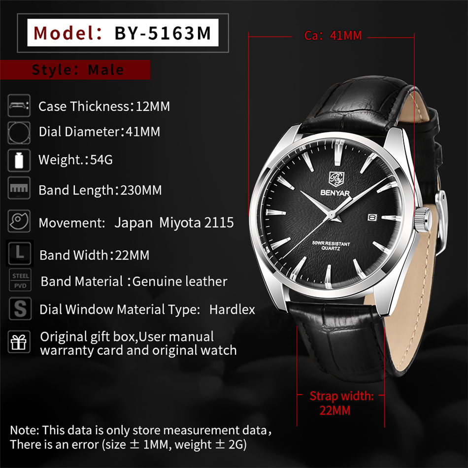 Benyar 5163 Top Brand Luxury M - Smartwatch Watches For Men Brands 评论和价格